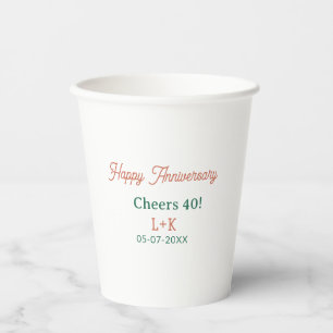 オレンジグリーンの40周年記念おめでとう 名前 日付 紙コップ