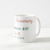 オレンジグリーンの40周年記念お祝い 名前 日付 コーヒーマグカップ (正面右)