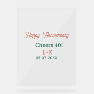 オレンジグリーンの40周年記念 名前+日付 アクリルサイン