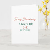 オレンジグリーンの40周年記念 名前+日付 カード (黄色い花)