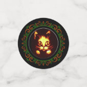 オレンジグリーンイエローハロウィン白熱［赤熱］光を放つネコ コンフェッティ (スモール正面)