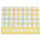 オレンジグリーンイエローブルーパステルジンガモダンム ラージペーパーバッグ (正面)