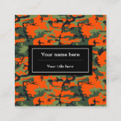 オレンジグリーンカモフラージュ、軍隊、陸軍 スクエア名刺 (裏面)
