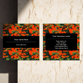 オレンジグリーンカモフラージュ、軍隊、陸軍 スクエア名刺