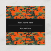 オレンジグリーンカモフラージュ、軍隊、陸軍 スクエア名刺 (裏面)