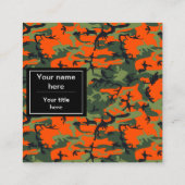オレンジグリーンカモフラージュ、軍隊、陸軍 スクエア名刺 (裏面)