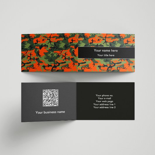 オレンジグリーンカモフラージュ、軍隊、陸軍 名刺