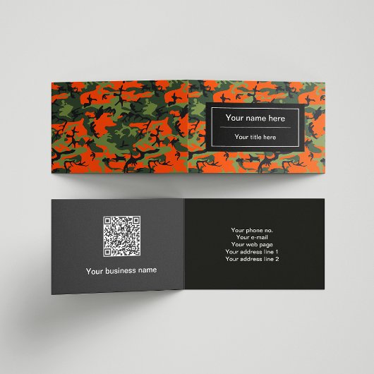 オレンジグリーンカモフラージュ、軍隊、陸軍 名刺