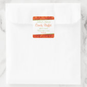 オレンジグリーンガーベラデイジーキャンディビュッフェスティッカー スクエアシール (バッグ)