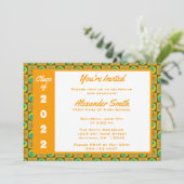 オレンジグリーンスクエア縁どドット卒業パーティー 招待状 (スタンド正面)