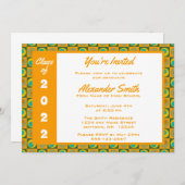 オレンジグリーンスクエア縁どドット卒業パーティー 招待状 (正面/裏面)