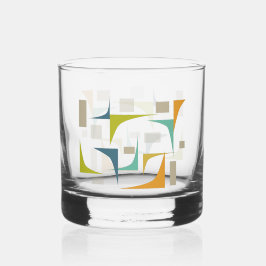 オレンジグリーンターコイズコーナーズミッドセンチュリーレトロ ウイスキーグラス