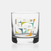 オレンジグリーンターコイズコーナーズミッドセンチュリーレトロ ウイスキーグラス (裏面)