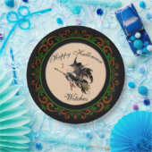 オレンジグリーンハッピーハローウィンウィッチズブロム ペーパープレート (パーティー)