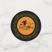 オレンジグリーンハッピーハローウィン魔女とこうもり コンフェッティ (スモール正面)