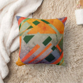 オレンジグリーンパターン(の模様が)ある斜め南西アートルック クッション (ブランケット)