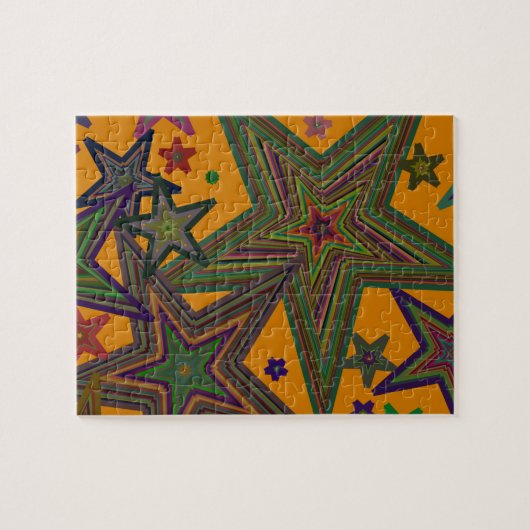 オレンジグリーンパーティー星 ジグソーパズル (横)