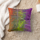 オレンジグリーンパープル抽象芸術絵画アート クッション (ブランケット)