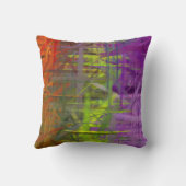 オレンジグリーンパープル抽象芸術絵画アート クッション (裏面)