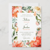 オレンジグリーンフローラ結婚開花 招待状 (正面)