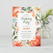 オレンジグリーンフローラ開花誕生日 招待状 (スタンド正面)