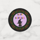 オレンジグリーンブラックキャットハッピーハローウィンバルーン コンフェッティ (スモール正面)