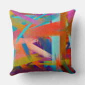 オレンジグリーンブルーパープル抽象芸術 クッション (裏面)
