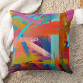 オレンジグリーンブルーパープル抽象芸術 クッション (ブランケット)