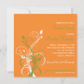 オレンジグリーンホワイトフローラブライダルシャワー招待 招待状 (裏面)