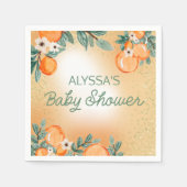 オレンジグリーンボーイ女の子柑橘系フルーツベビーシャワー スタンダードカクテルナプキン (正面)