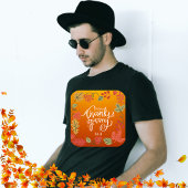 オレンジグリーンメープルファミリーハッピー感謝祭メンズ Tシャツ