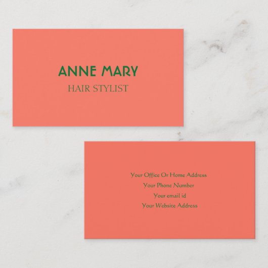 オレンジグリーンモダンはっきりした美容師サロントレンディー 名刺 (正面/裏面)