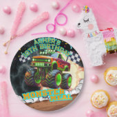 オレンジグリーンモンスタートラックボーイズモンスタージャムパーティー ペーパープレート (パーティー)