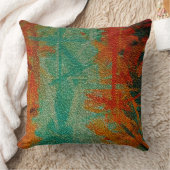 オレンジグリーンレザー クッション (ブランケット)