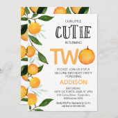オレンジグリーン私たちの小さなかわいこちゃん2nd誕生日 招待状 (正面/裏面)