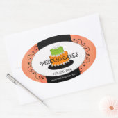 オレンジグリーン結婚ズケーキベーカリー製品シール 楕円形シール (封筒)