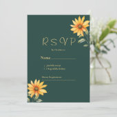 オレンジグリーン金ゴールドひまわりフローラRSVP 招待状 (スタンド正面)