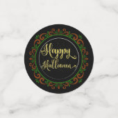 オレンジグリーン金ゴールドグリッターオンブラックハッピーハローウィン コンフェッティ (スモール正面)