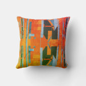 オレンジグリーン金ゴールドブルーイエローサウスウエストアートルック クッション (裏面)