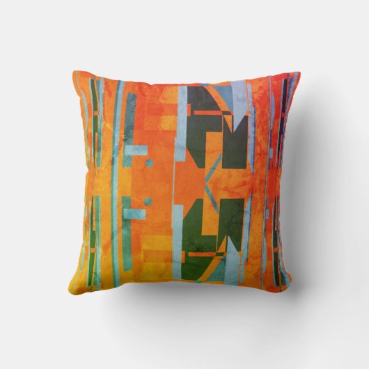 オレンジグリーン金ゴールドブルーイエローサウスウエストアートルック クッション (裏面)