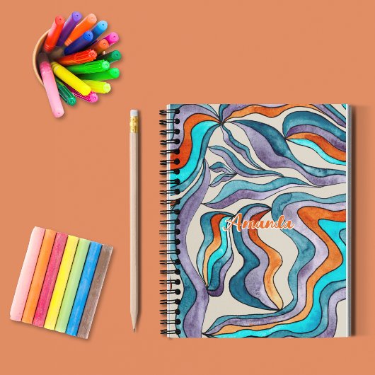 オレンジグルービーレトロ新学期名Sketchbook ノートブック