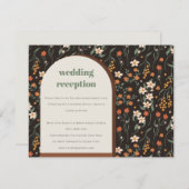 オレンジグルーヴィレトロアーチフローラウェディングレセプション エンクロージャーカード (正面/裏面)