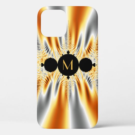 オレンジグレイモノグラムのメタリックフラクタル Case-Mate iPhoneケース (裏面)