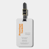 オレンジグレイ白モダン色のシンプルプレーン ラゲッジタグ (正面縦)