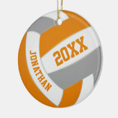 オレンジグレーの男の子バレーボールチームの色 セラミックオーナメント (左)