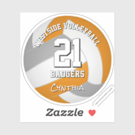 オレンジグレースポーツチームカラーバレーボール選手 シール