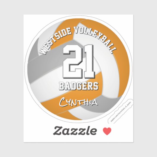 オレンジグレースポーツチームカラーバレーボール選手 シール (シート)