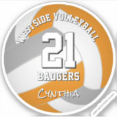 オレンジグレースポーツチームカラーバレーボール選手 シール (正面)