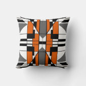オレンジグレーブラック対称タイル状デザイン クッション (裏面)