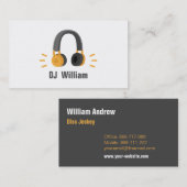 オレンジグレーヘッドフォンDJディスクジョッキー 名刺 (正面/裏面)